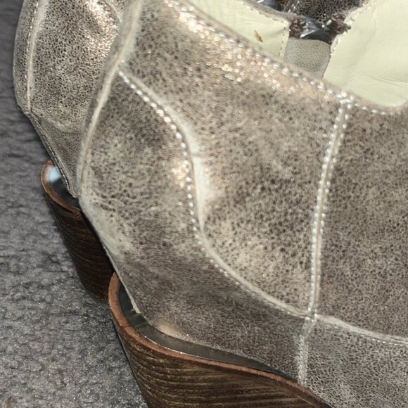 ASH LULA Pewter Metallic Funky Heel Side Zip Western B - Picture 5 of 12